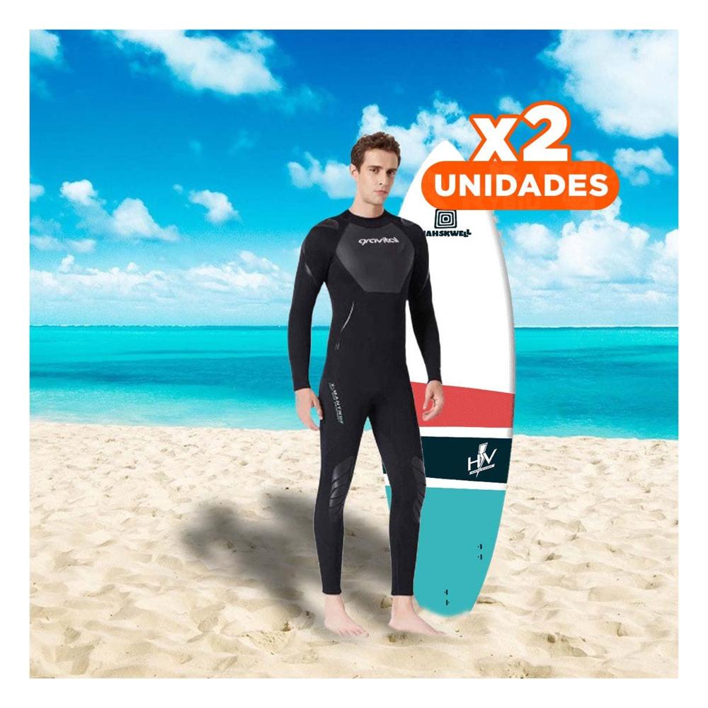 Pack2 Prenda de Neopreno Hombre Negro 3,3 mm para Surf y Mar Talla L