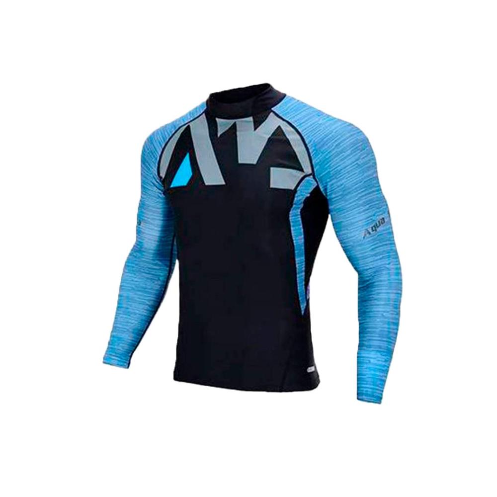 Polo Elastico de Nailon para Hombre Negro Azul Talla L Comodo para Playa Y+Regalo Sticker