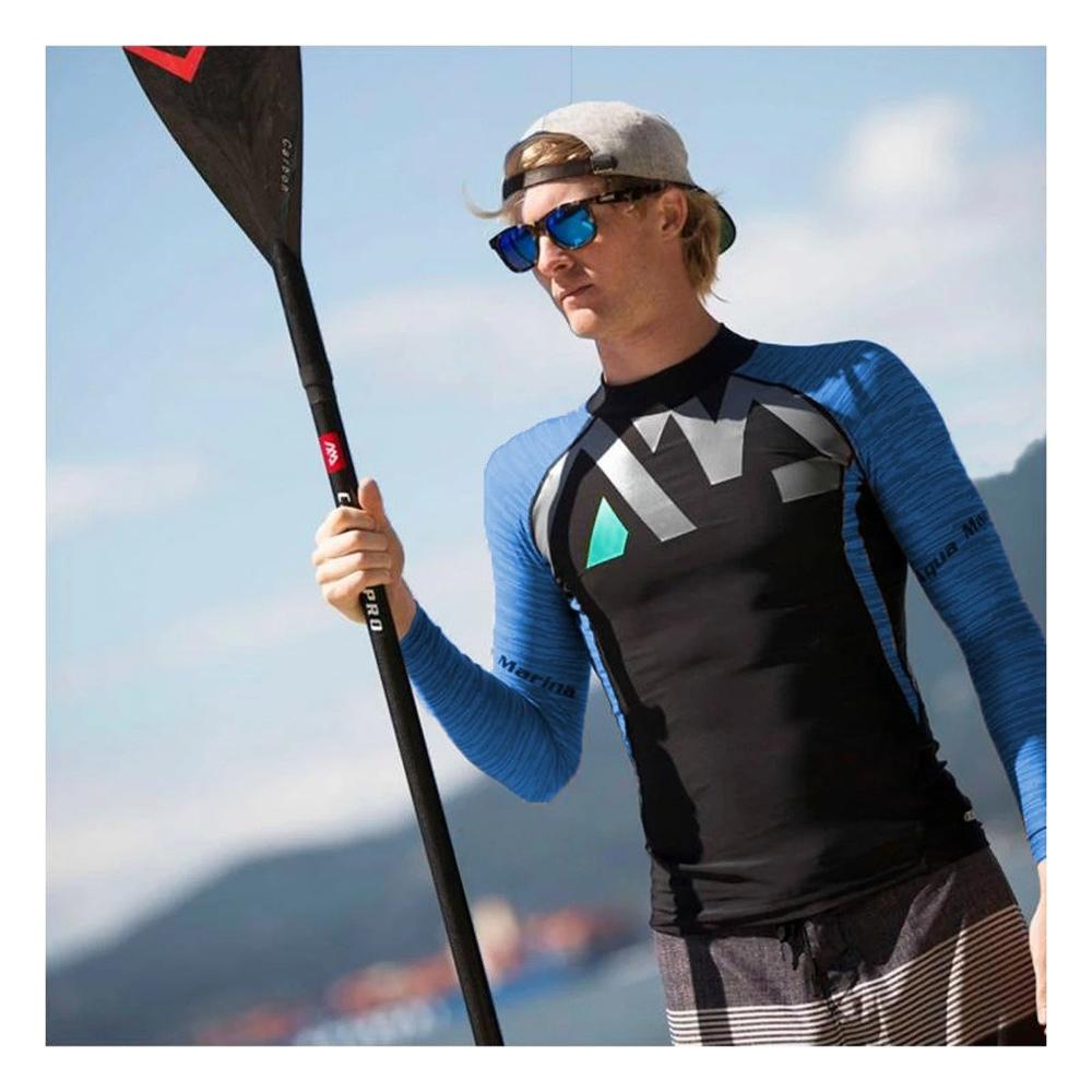 Polo Elastico de Nailon para Hombre Negro Azul Talla L Uso Playa Diario Y+Papel Regalo