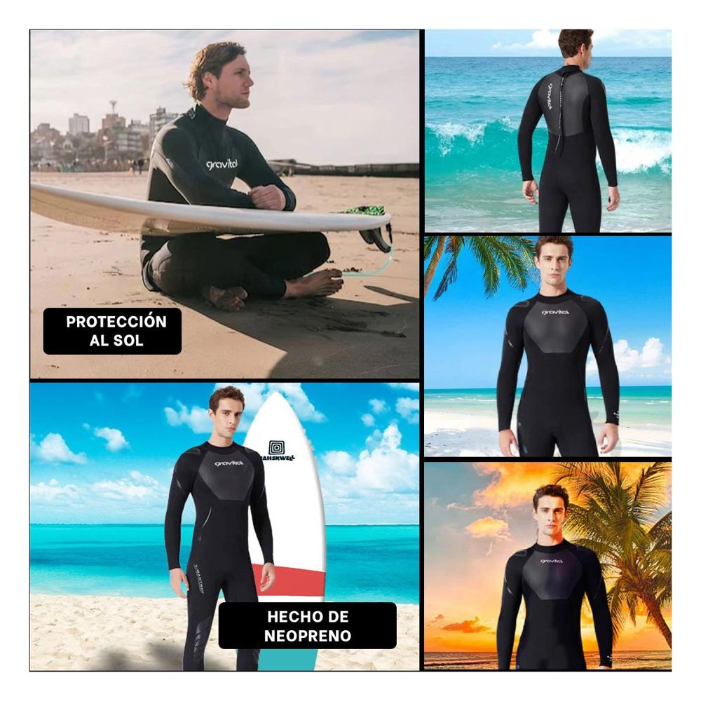 Traje de Neopreno Hombre para Mar con Pecho y Brazo Flexible 3,3mm Negro Talla M Y+Ligas Regalo