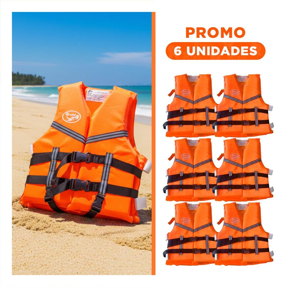 Pack6 Salvavidas Infantil para Niño Color Anaranjado Ajustable y Resistente Y+Regalo Sticker