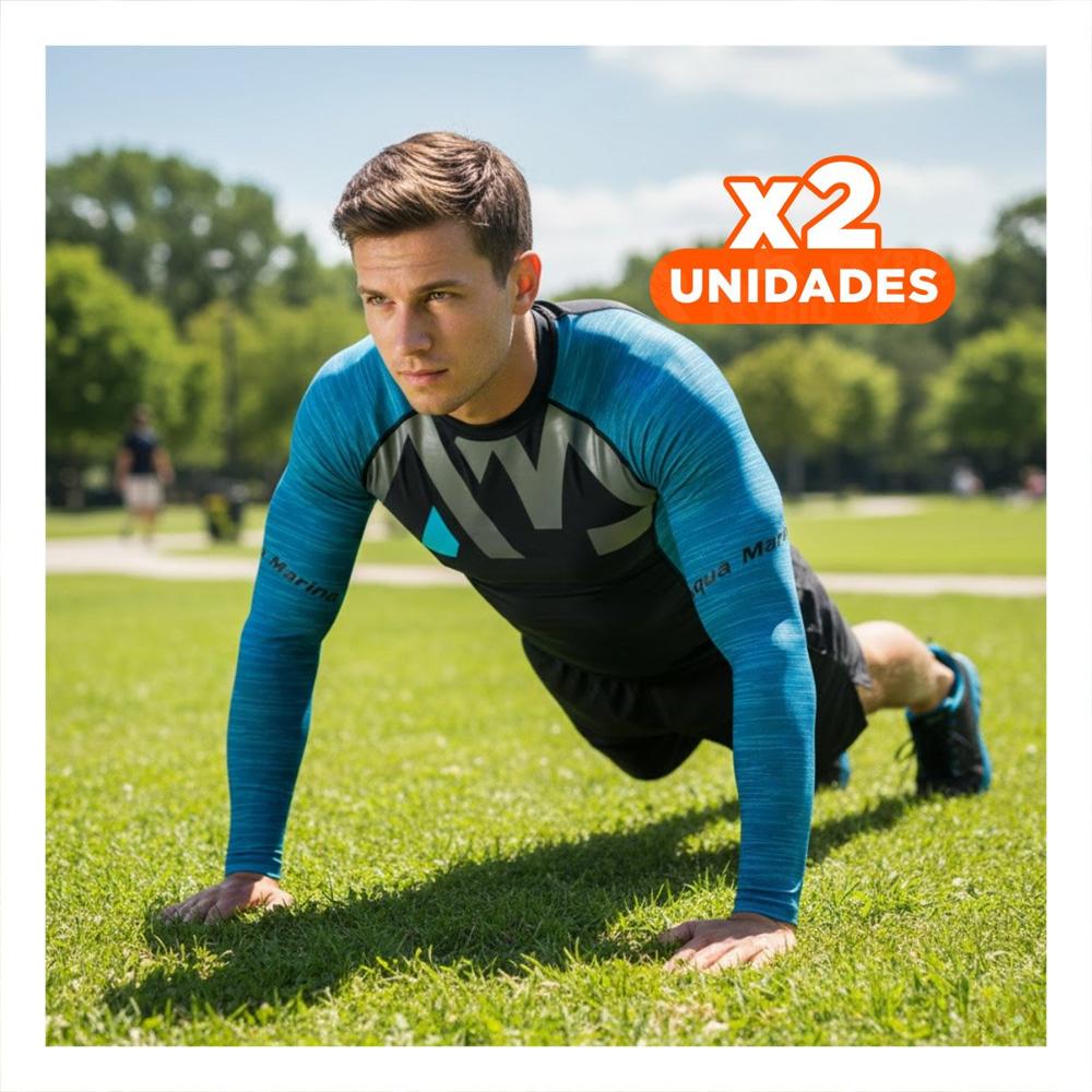 Pack2 Camiseta Elastico de Nailon para Hombre Negro Azul Talla L Uso en Playa Y+Papel Regalo