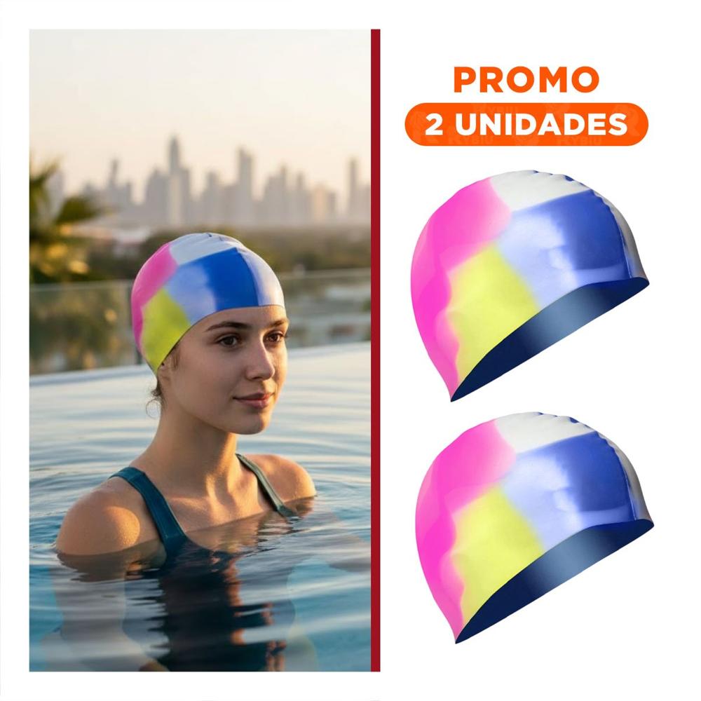 Pack2 Protector para Cabeza en Natacion Unisex Blanco Amarillo Fucsia Azul Y+Regalo Sticker