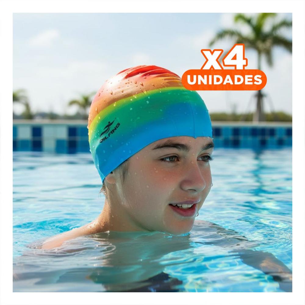Pack4 Cofia De Natacion Unisex resistente para Sesiones Acuaticas Y+Papel Regalo