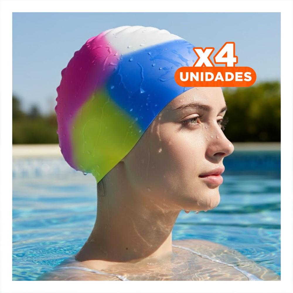 Pack4 Protector De Natacion Unisex Multicolor Blanco Amarillo Fucsia Azul Comodo Y+Papel Regalo