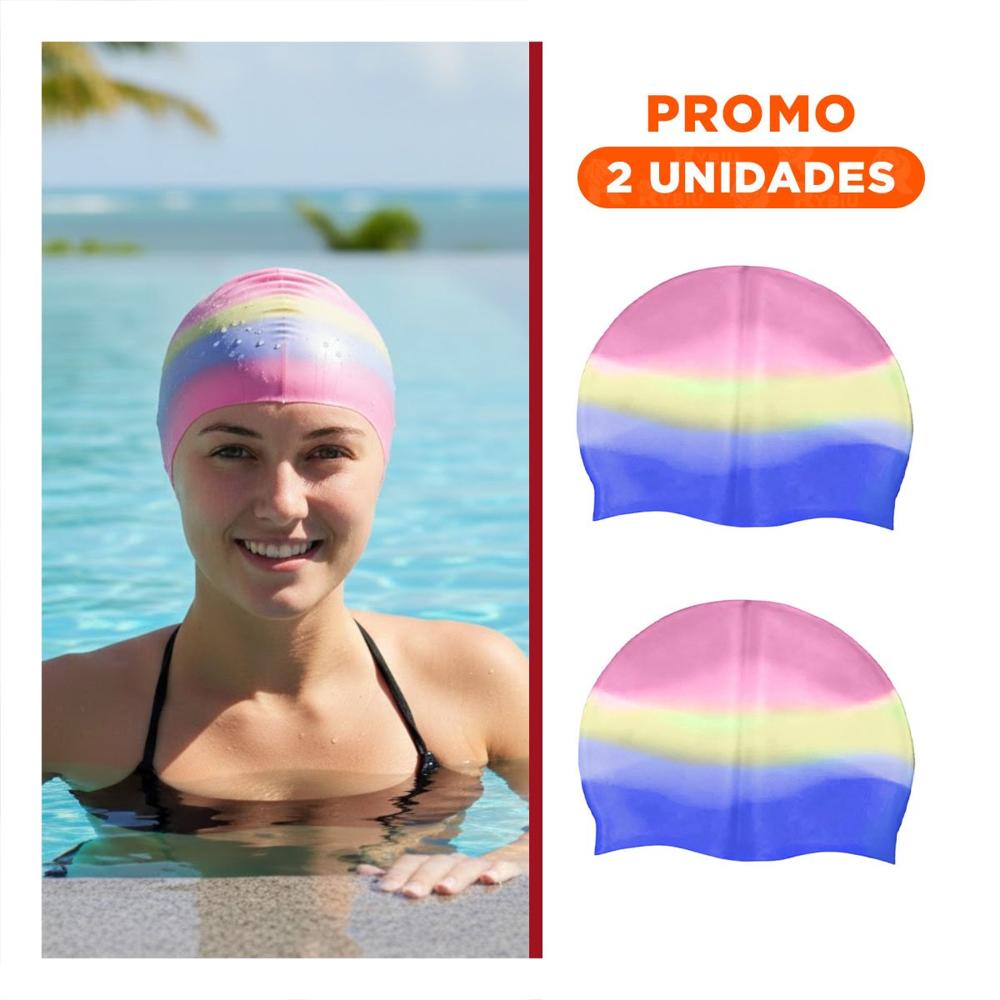 Pack2 Cofia de Natacion Colorida para Piscina Uso Recreativo y Deportivo Y+Regalo Sticker