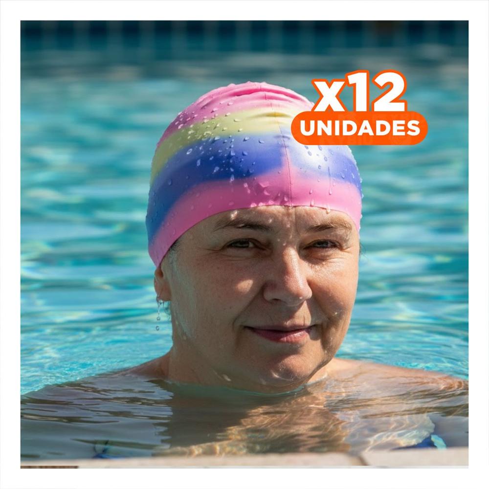 Pack12 Cubre Cabello de Natacion Multicolor para Piscina Uso Deportivo Y+Papel Regalo