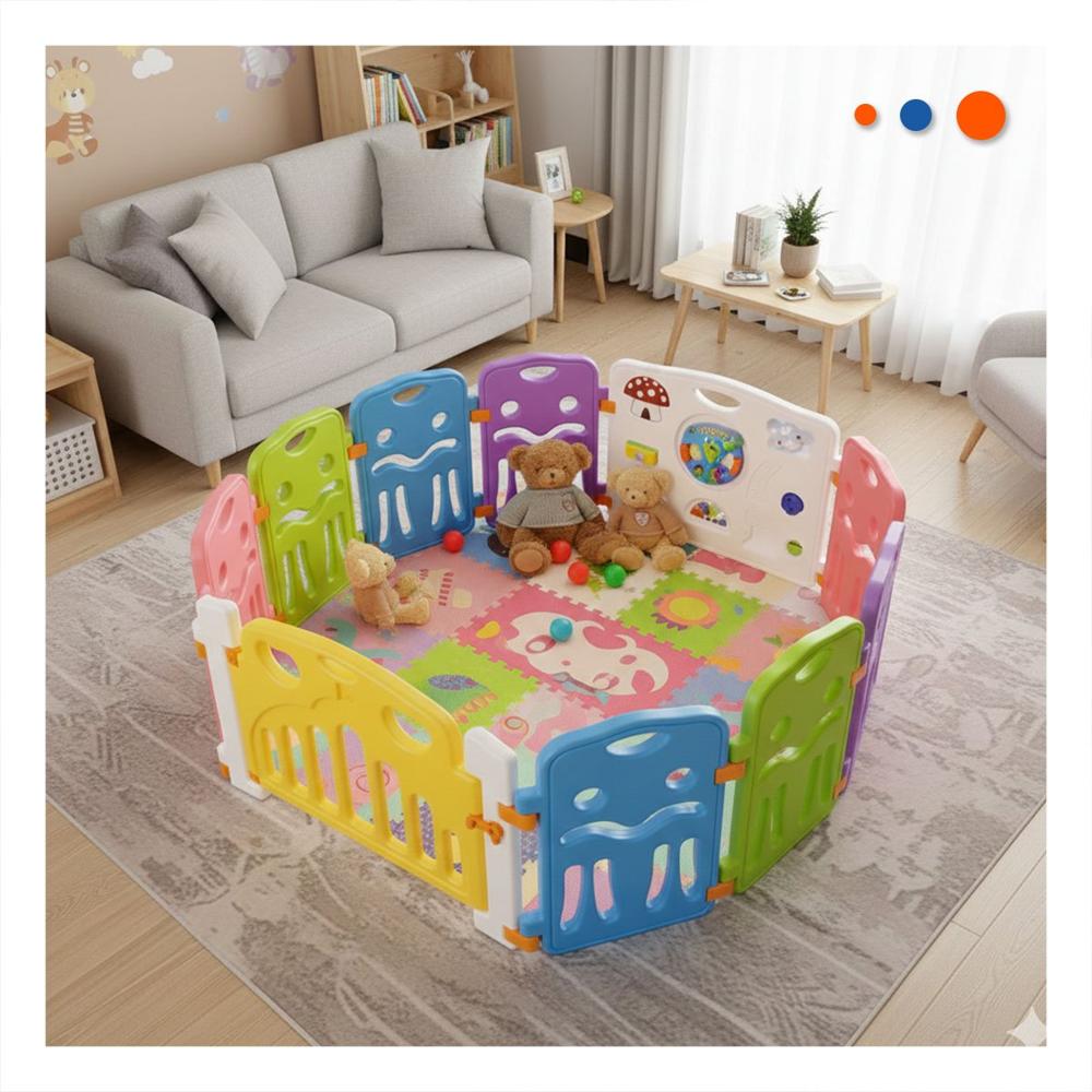 Juego de Corral con Paneles Resistentes para un Espacio de Diversion Muy Seguro Y+Papel Regalo