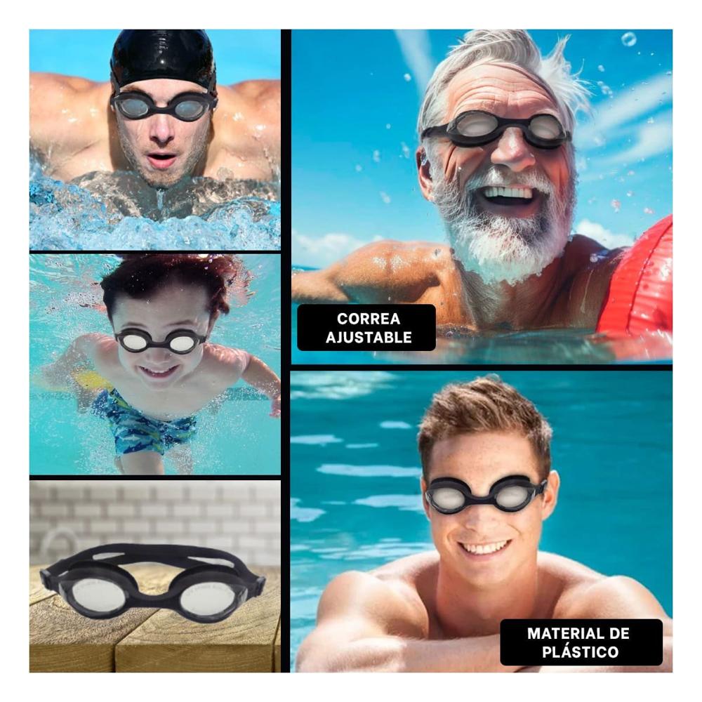 Lente para Natacion Negro con Lente Nitido y Marco Comodo Y+Post It