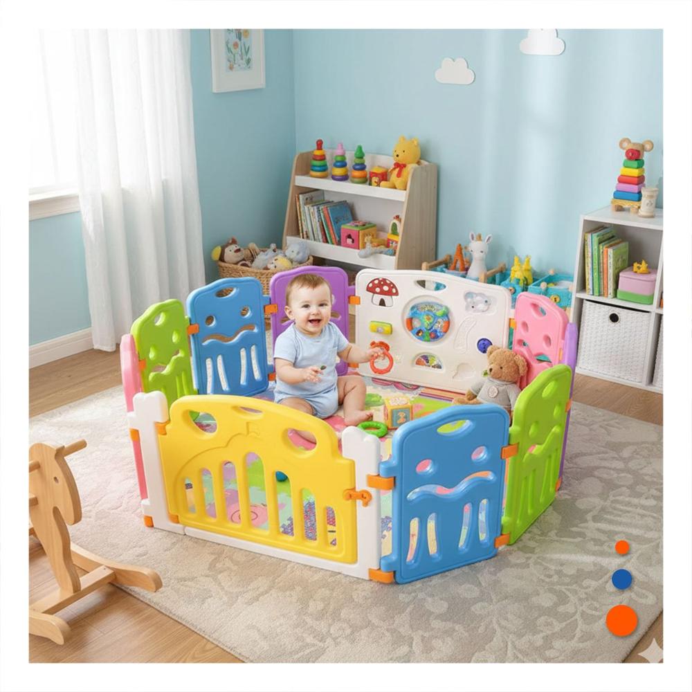 Juego de Corral con Base Estable para la Tranquilidad de los Padres en el Hogar Y+Post It