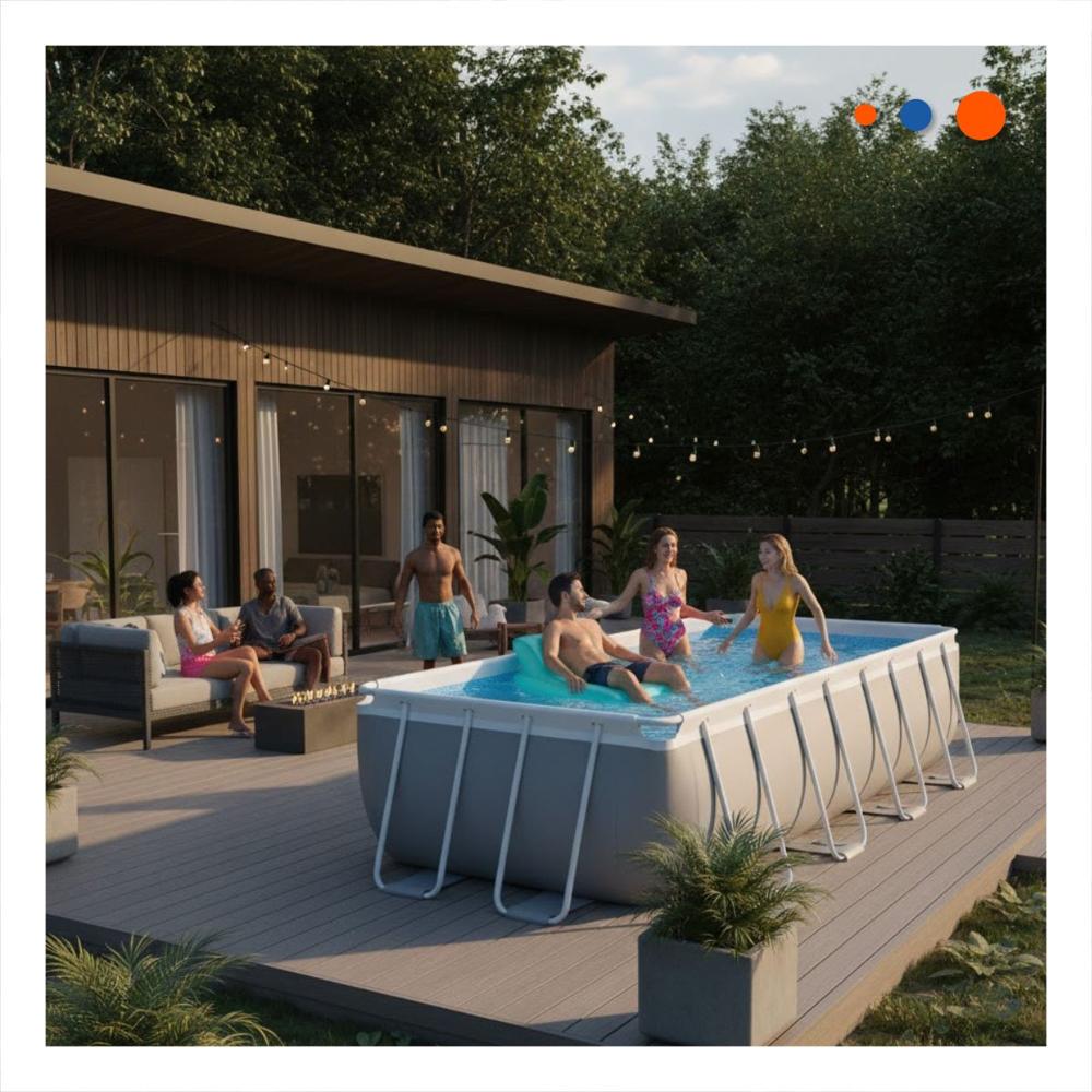 Alberca Rectangular de Gran Profundidad para Patio y Jardin Y+Papel Regalo