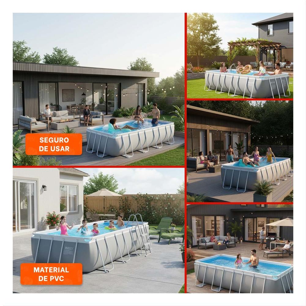 Espacio Acuatico Familiar con Diseno Rectangular y Laterales Reforzados Y+Ligas Regalo