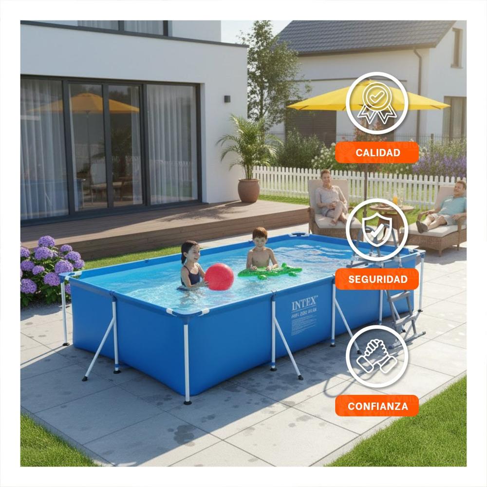 Piscina Rectangular con Estructura Parante para Uso Familiar en Exteriores
