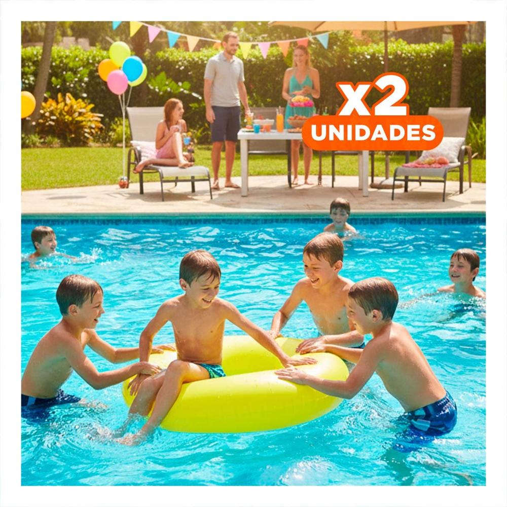 Pack2 Flotante Inflable Neon Amarillo 91 cm Ligero para Niños Y+Regalo Sticker