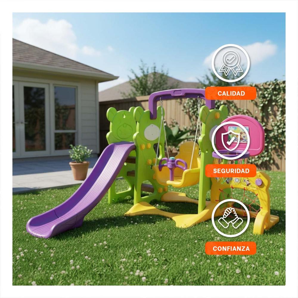 Juego de Resbaladera 4 en 1 de 192cmx170cmx110cm para Diversion Activa en Vivienda