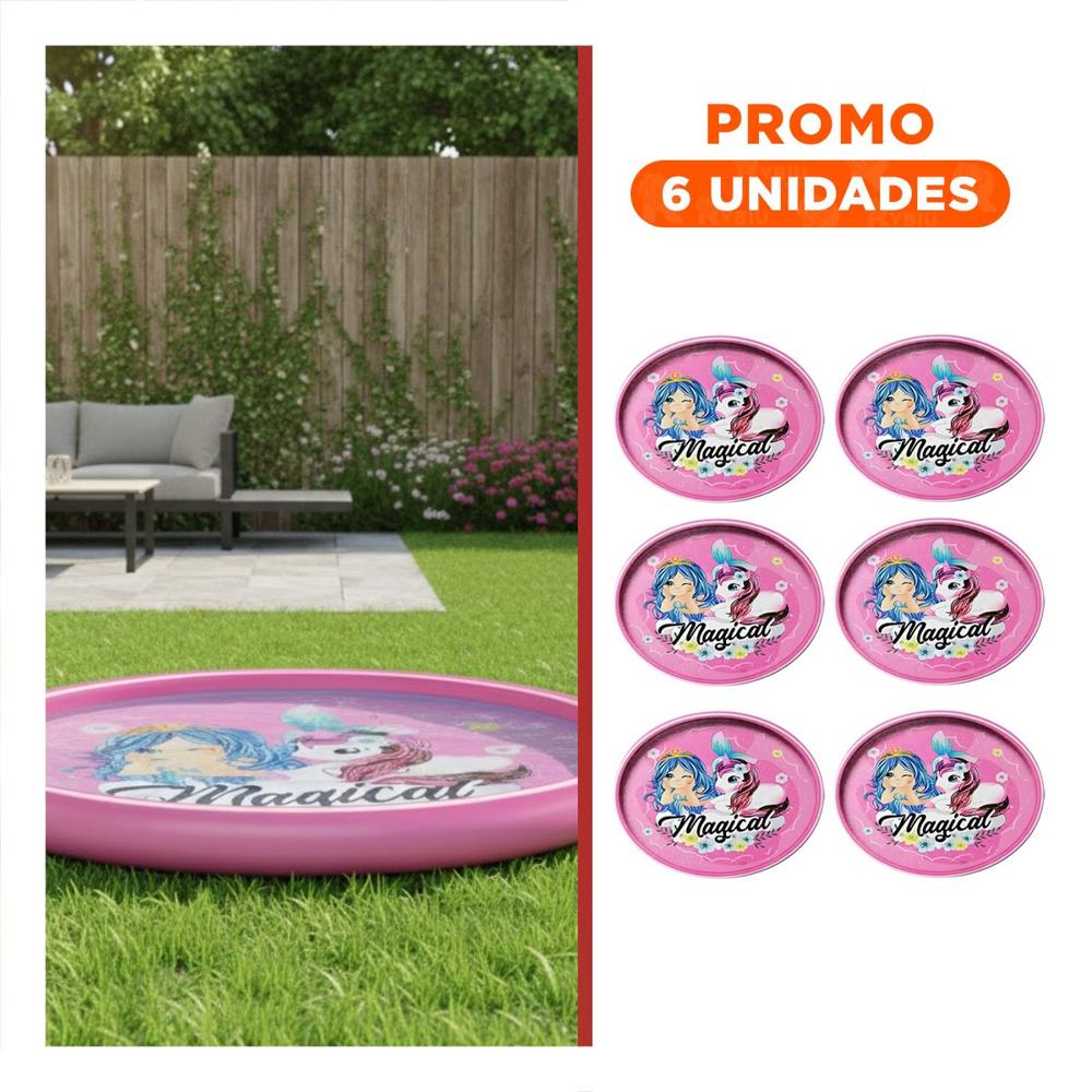 Pack6 Espacio Acuatico de Agua para Ninos 170x170 cm Color Rosado Y+Regalo Sticker