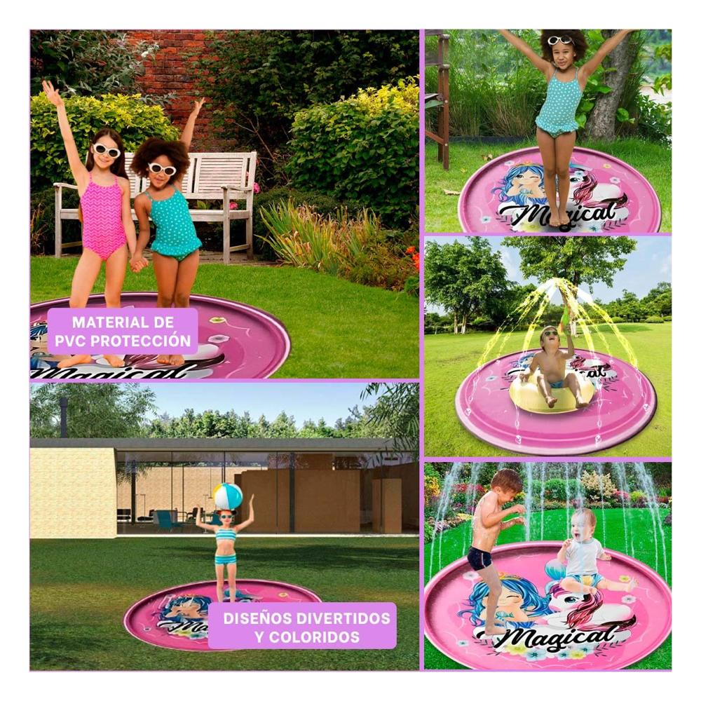Piscina de Agua para Ninos 170x170 cm Color Rosado Uso Exterior Y+Ligas Regalo