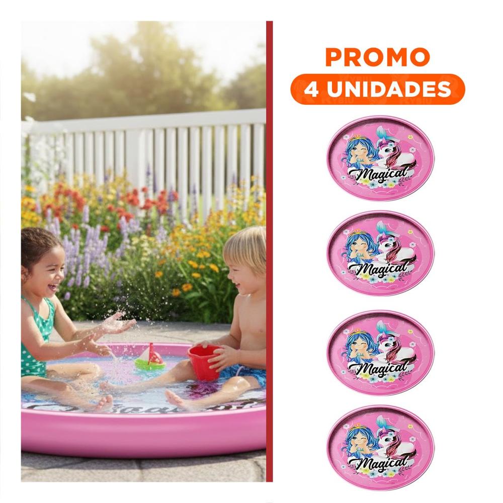 Pack4 Centro Acuatico de Agua para Ninos 170x170 cm Color Rosado