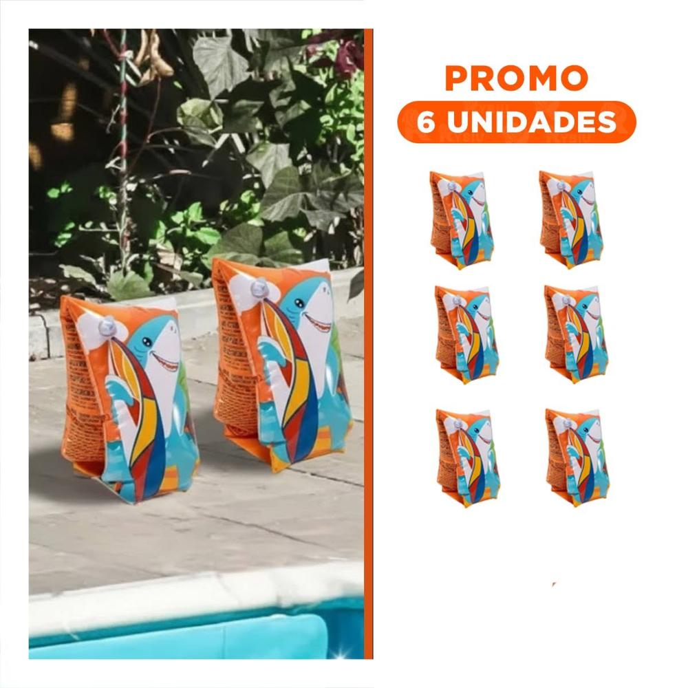 Pack6 Aros Animales Acuaticos Tiburon 32102 para Actividades Recreativas Y+Regalo Sticker
