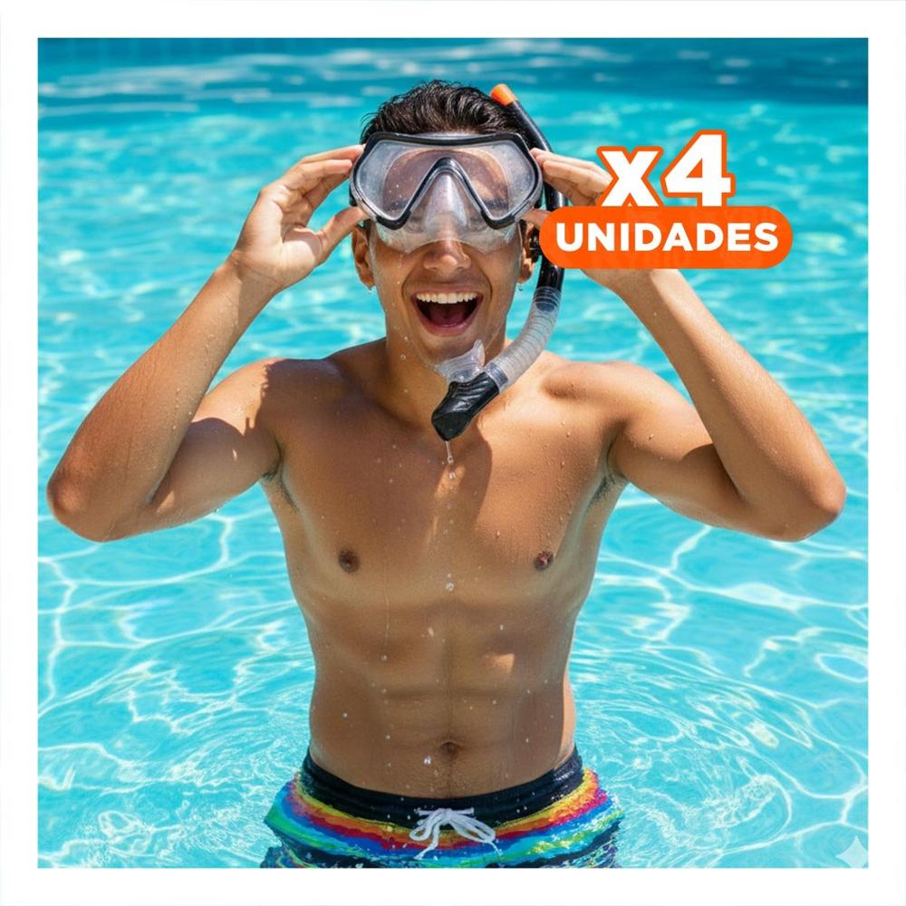 Pack4 Kit Acuatico de Buceo 2 Pcs con Lente de Vidrio para Playa Y+Papel Regalo