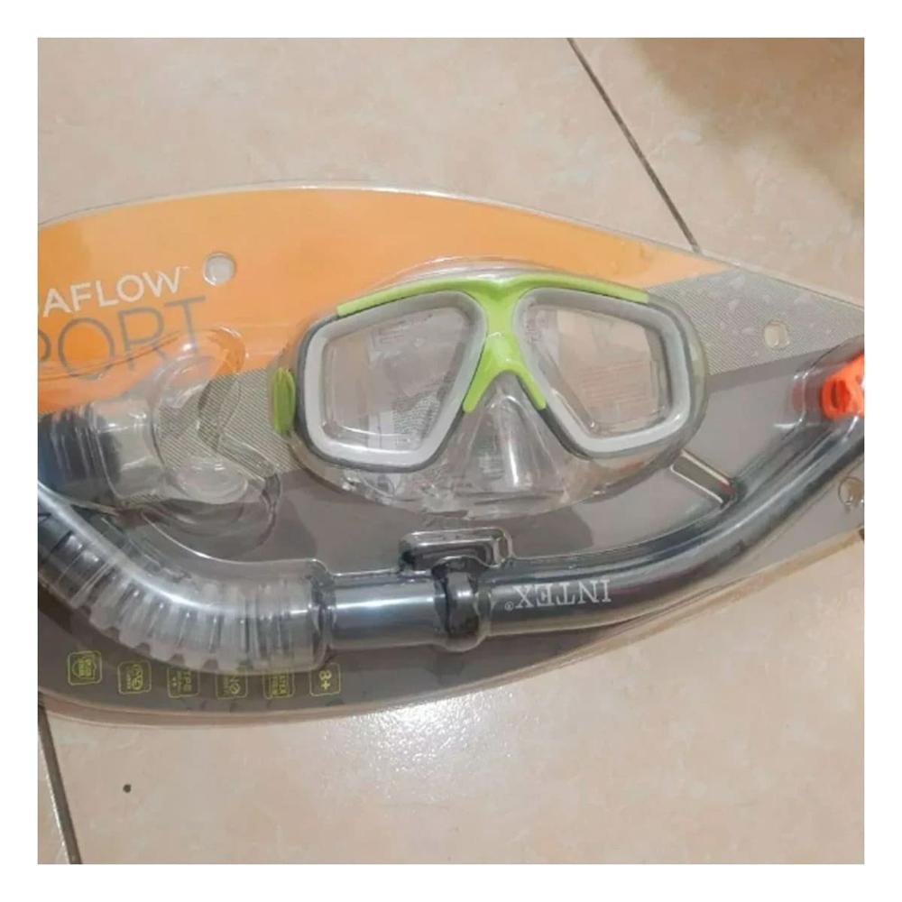 Kit De Natacion 02 Blanco Verde para Actividades Acuaticas y Diversion Y+Papel Regalo