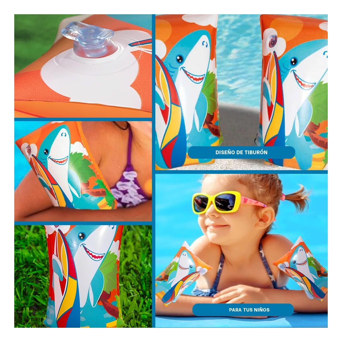 Aros Animales Acuaticos Tiburon 32102 para Juegos Recreativos Infantiles Y+Ligas Regalo