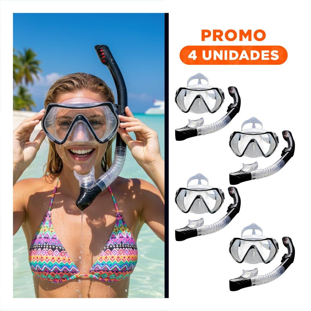 Pack4 Juego Acuatico de Buceo 2 Pcs con Lente de Vidrio