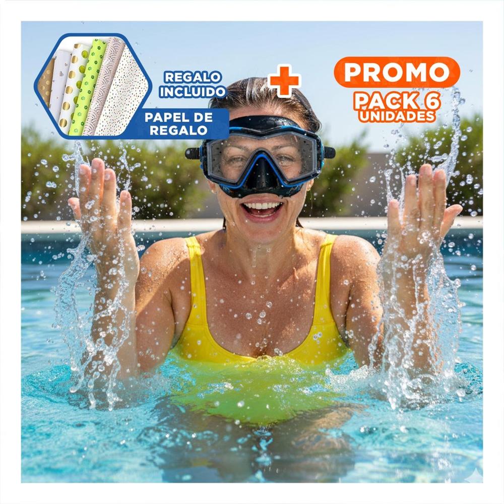 Pack6 Gafas Natacion Azul Claro y Ajuste Comodo Y+Papel Regalo