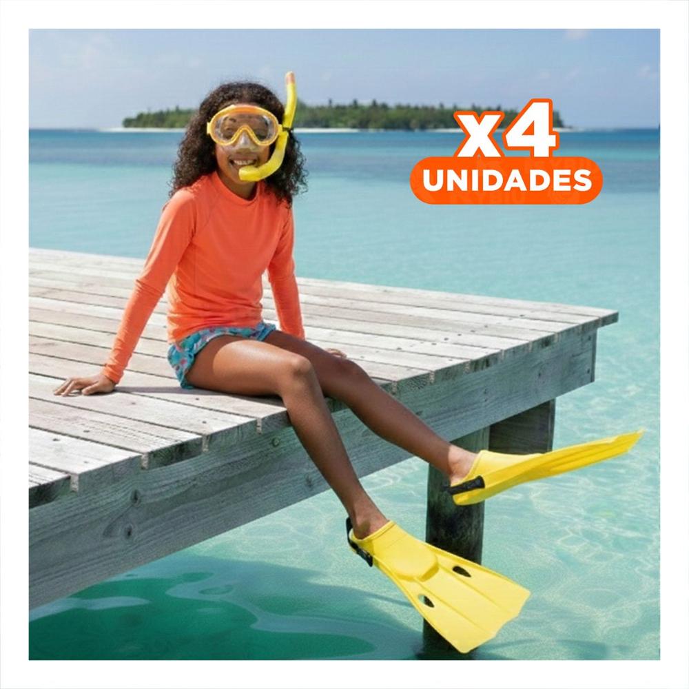 Pack4 Set 3 de Buceo Amarillo para Entretenimiento en el Agua Y+Regalo Sticker