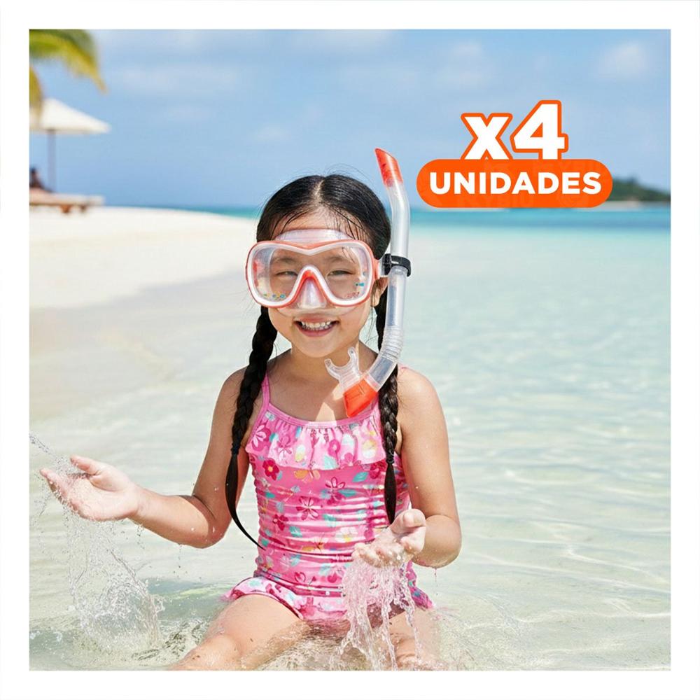 Pack4 Equipo Recreativo Para Natacion En Piscina O Playa Y+Papel Regalo