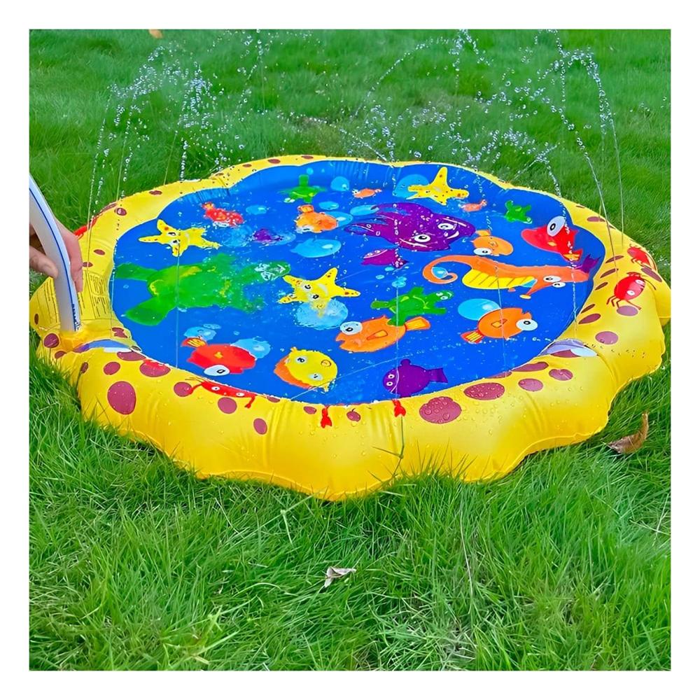 Juguete Inflable Colchoneta Estilo Marino en Colores Amarillo y Celeste Y+Ligas Regalo