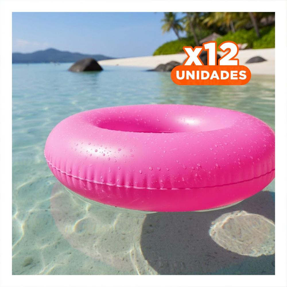 Pack12 Accesorio Piscina Transparente Rosado Flotante Inflable Hogar Casa