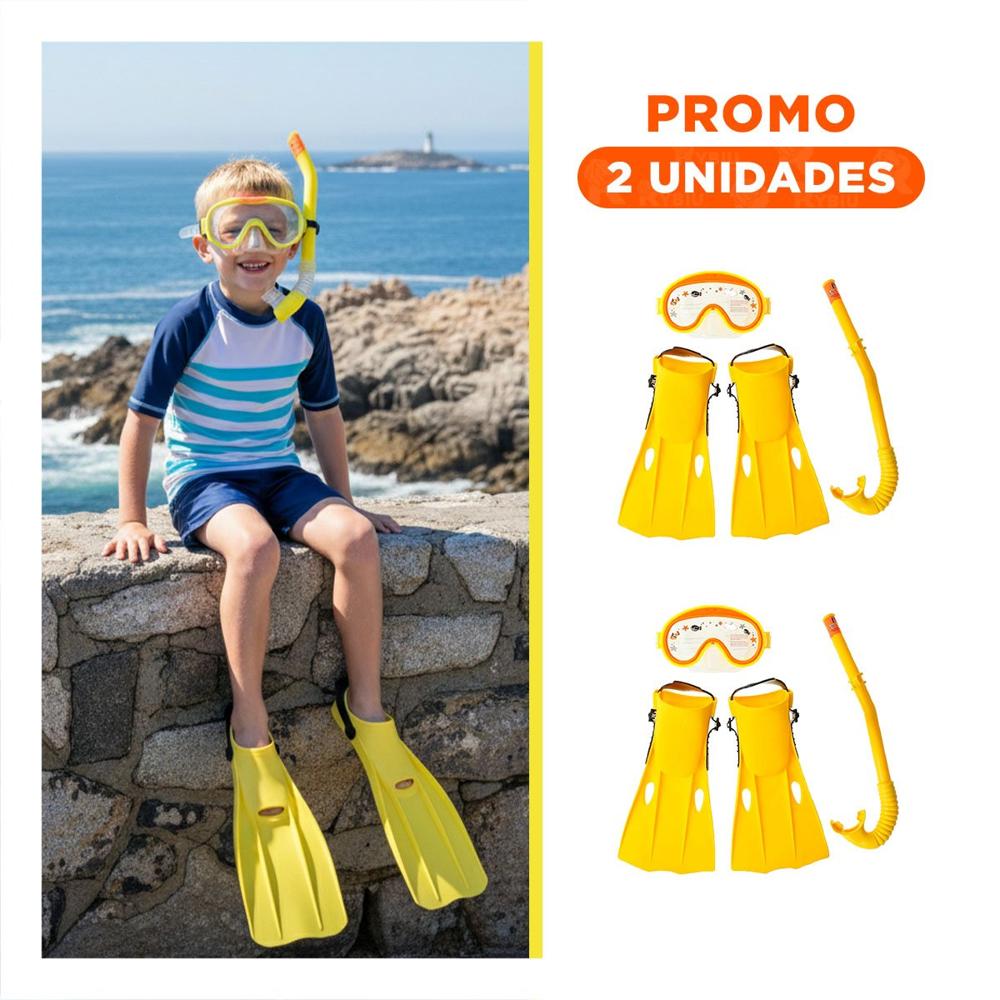 Pack2 Equipo 3 de Buceo Amarillo para Disfrutar en el Agua Y+Regalo Sticker