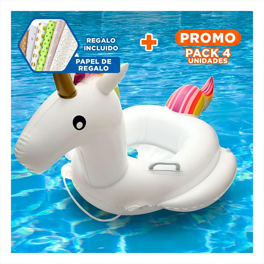 Pack4 Figura Inflable con Asa estilo Unicornio para Piscina y Playa para Hogar Y+Papel Regalo