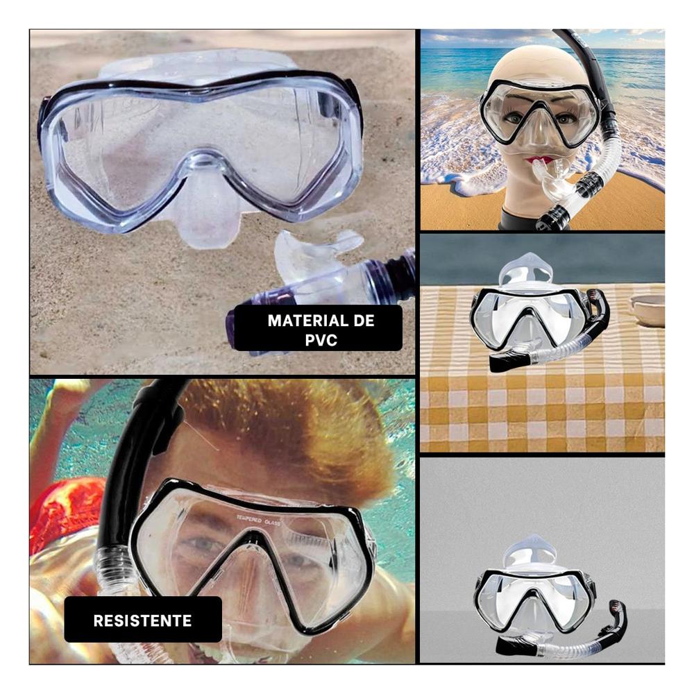 Conjunto de Buceo 2 Pcs con Lente de Vidrio para Uso Acuatico Y+Ligas Regalo