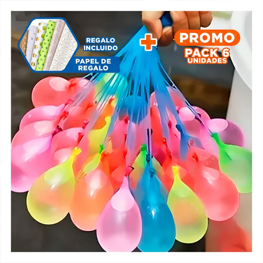 Pack6 Bombas de Agua con Llenado Rapido para Juegos Familiares en Casa y Hogar Y+Papel Regalo