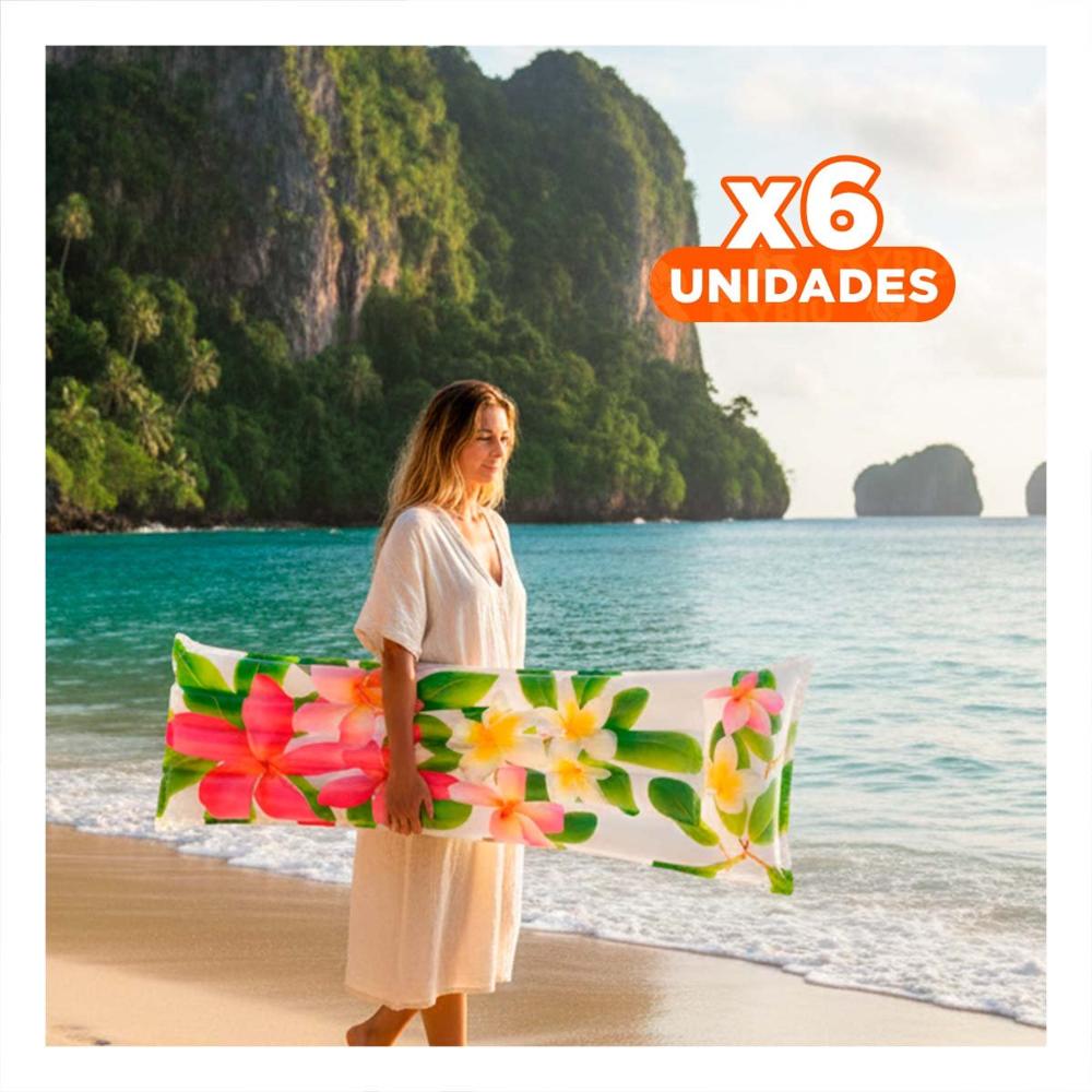 Pack6 Superficie Inflable Hogar Decoracion Casa Rosado Verde Flores Hojas Y+Regalo Sticker