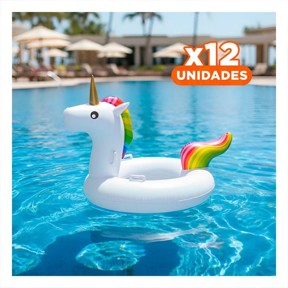 Pack12 Figura Inflable con Asa tipo Unicornio para Piscina y Playa uso Diario