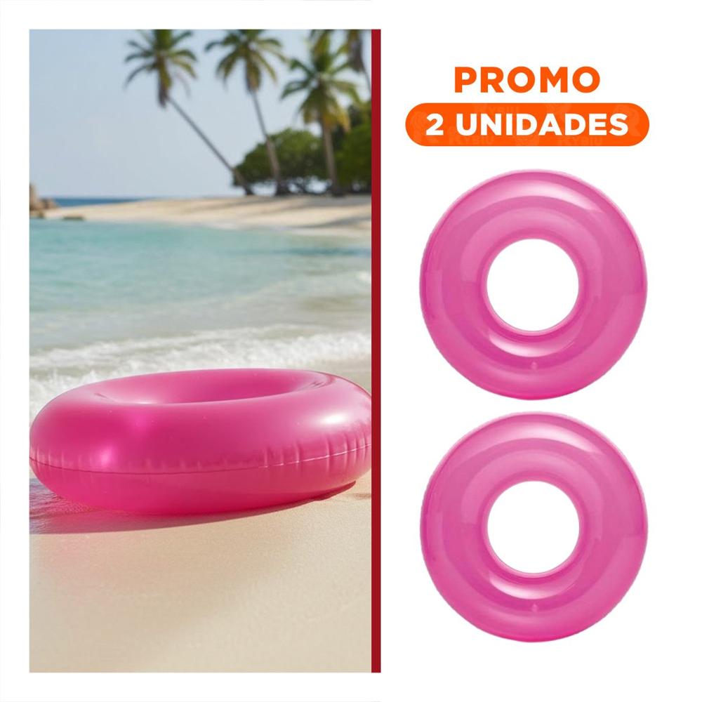 Pack2 Elemento Transparente Rosado Flotante Inflable para Piscina Hogar Casa