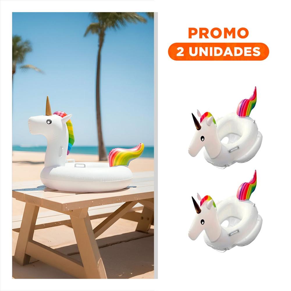 Pack2 Unicornio Inflable con Asa para Piscina y Playa Diseno Colorido para Hogar