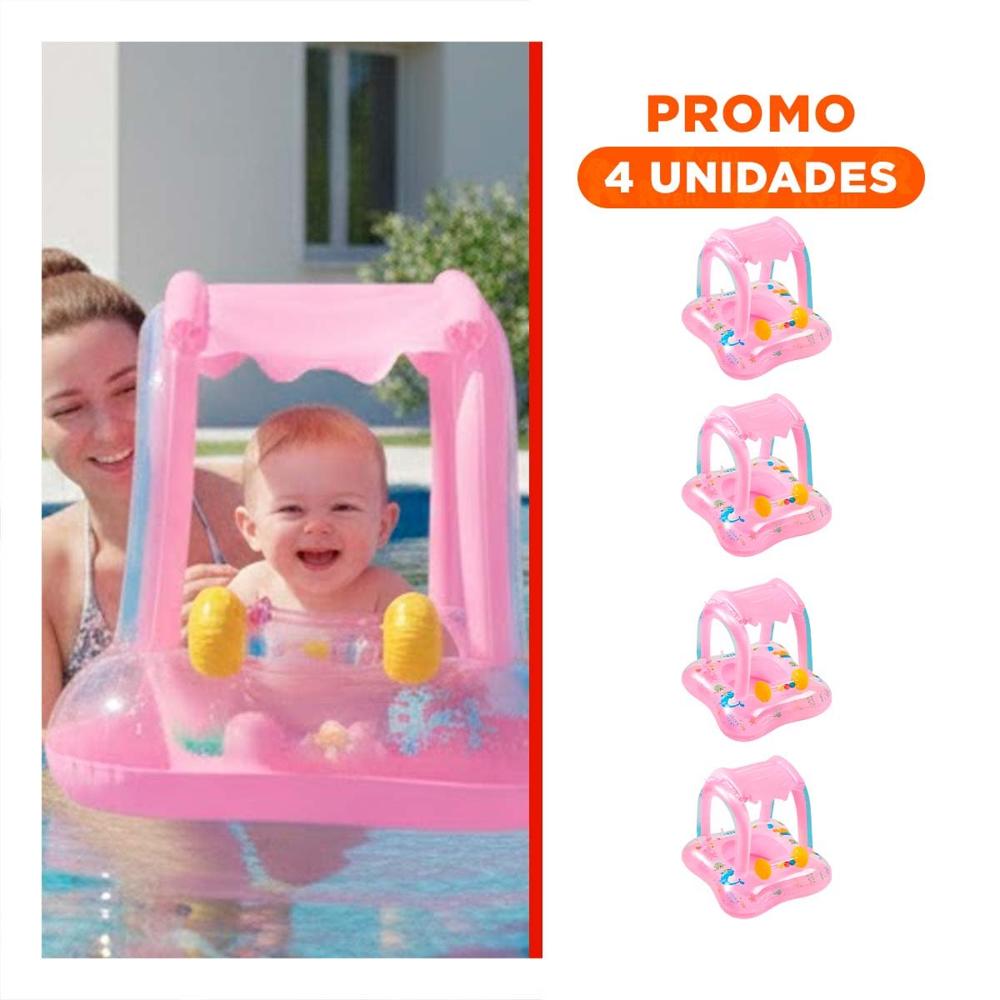Pack4 Elemento Bebe con techo rosado para piscina hogar seguro comodo verano Y+Regalo Sticker