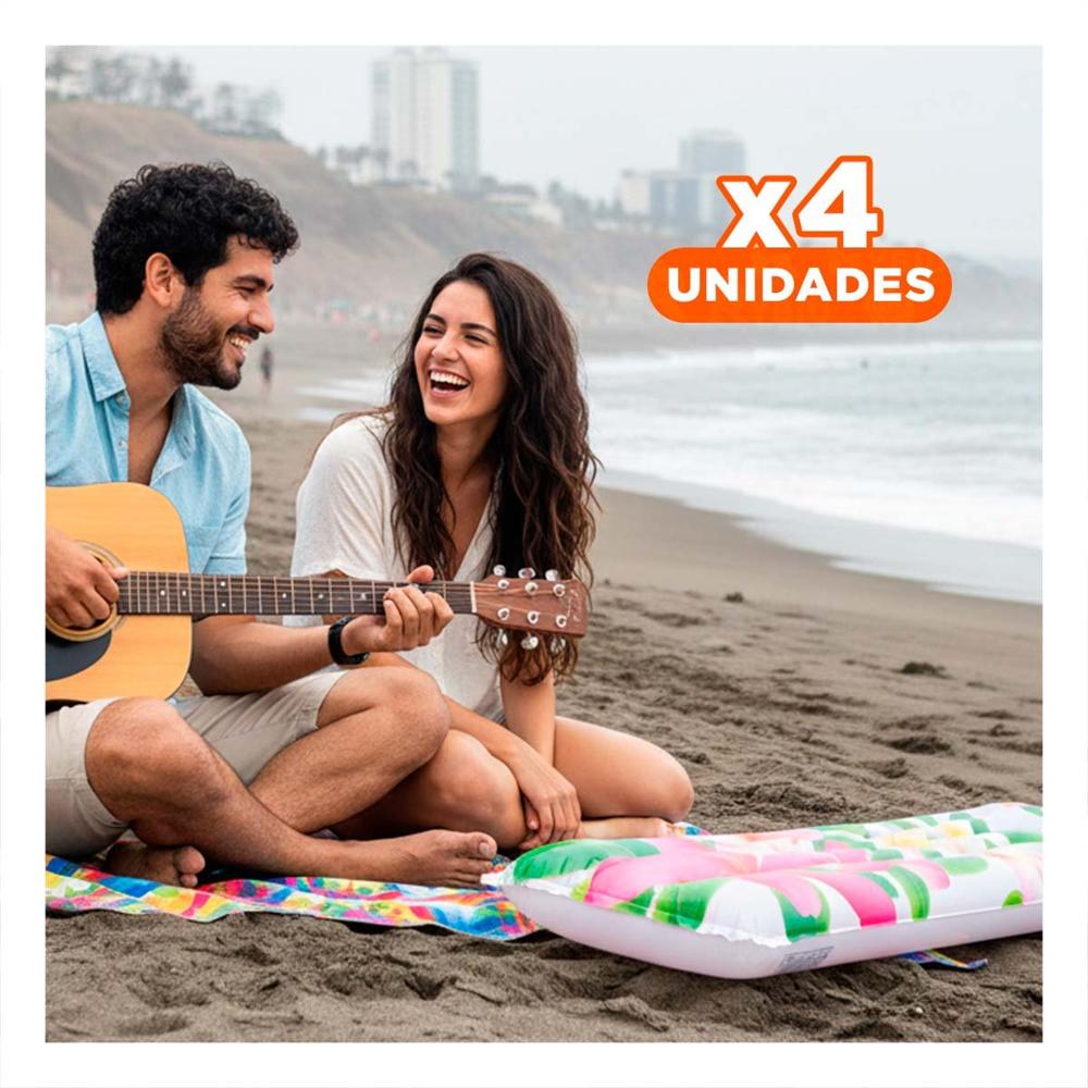 Pack4 Superficie Inflable Decoracion Casa Hogar Festivo Rosado Verde Flores Hojas