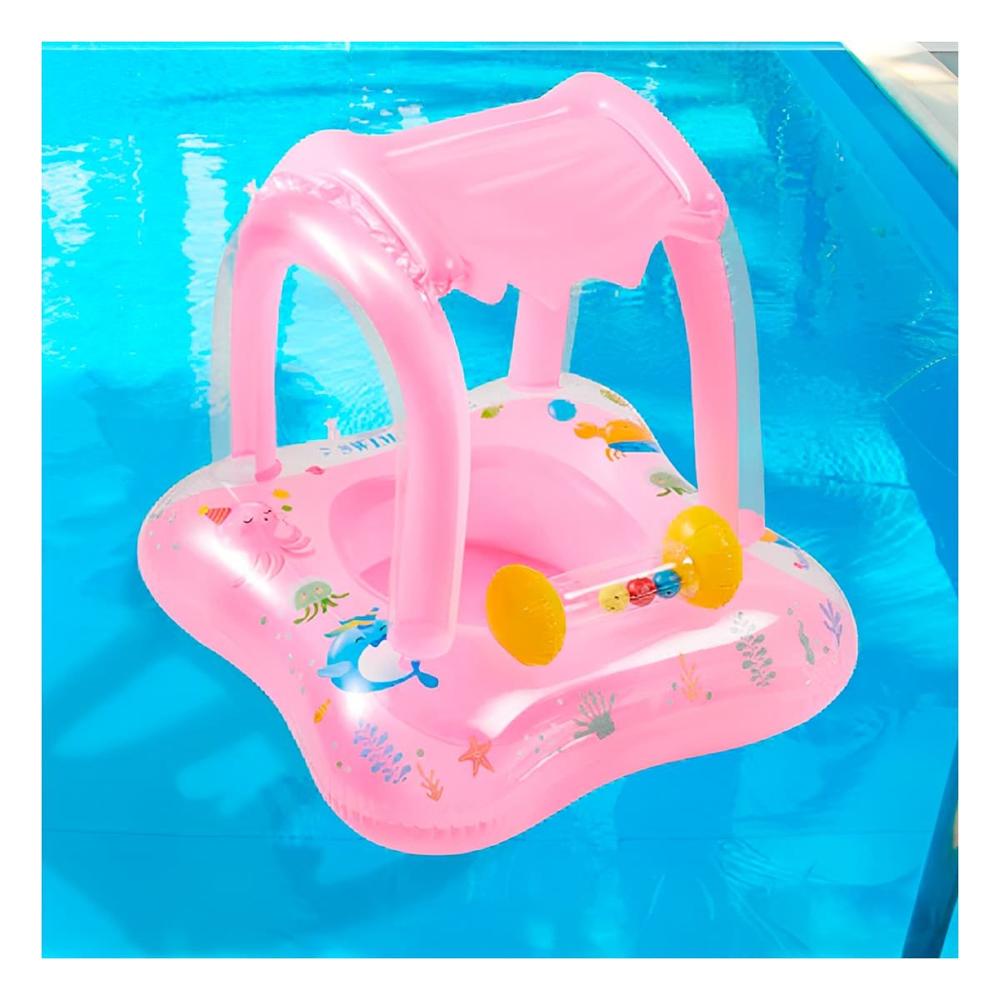 Flotador Bebe con techo rosado para piscina hogar seguro comodo verano