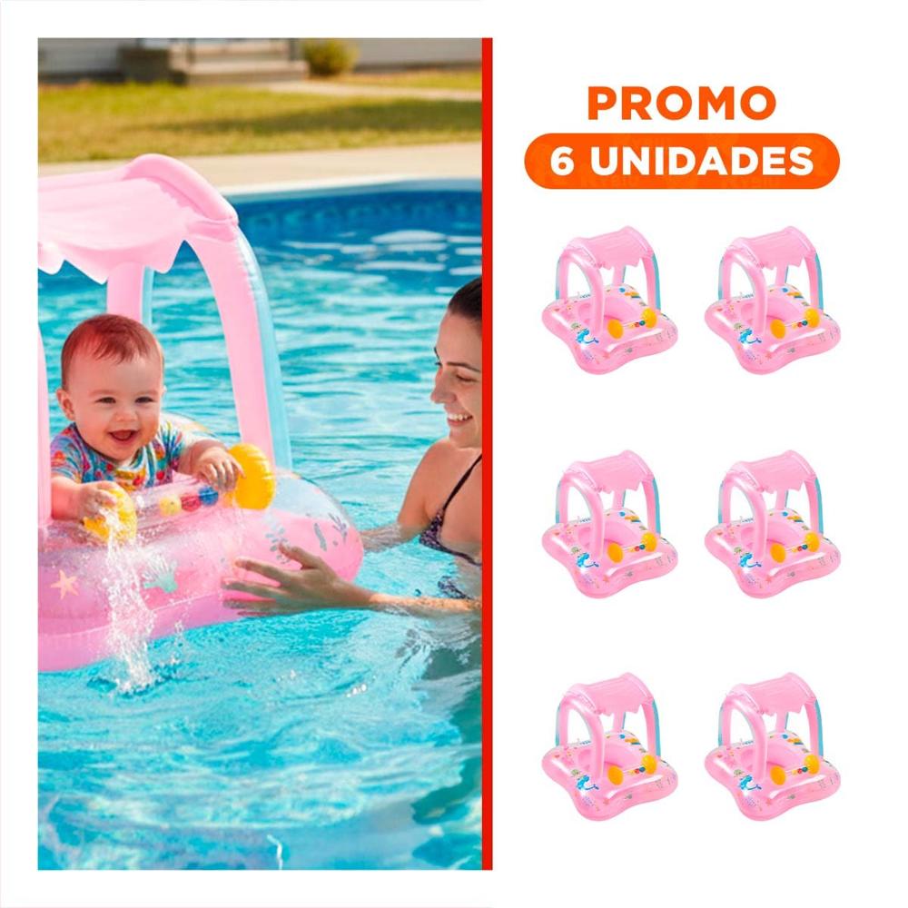 Pack6 Soporte Bebe con techo rosado para piscina hogar seguro comodo verano