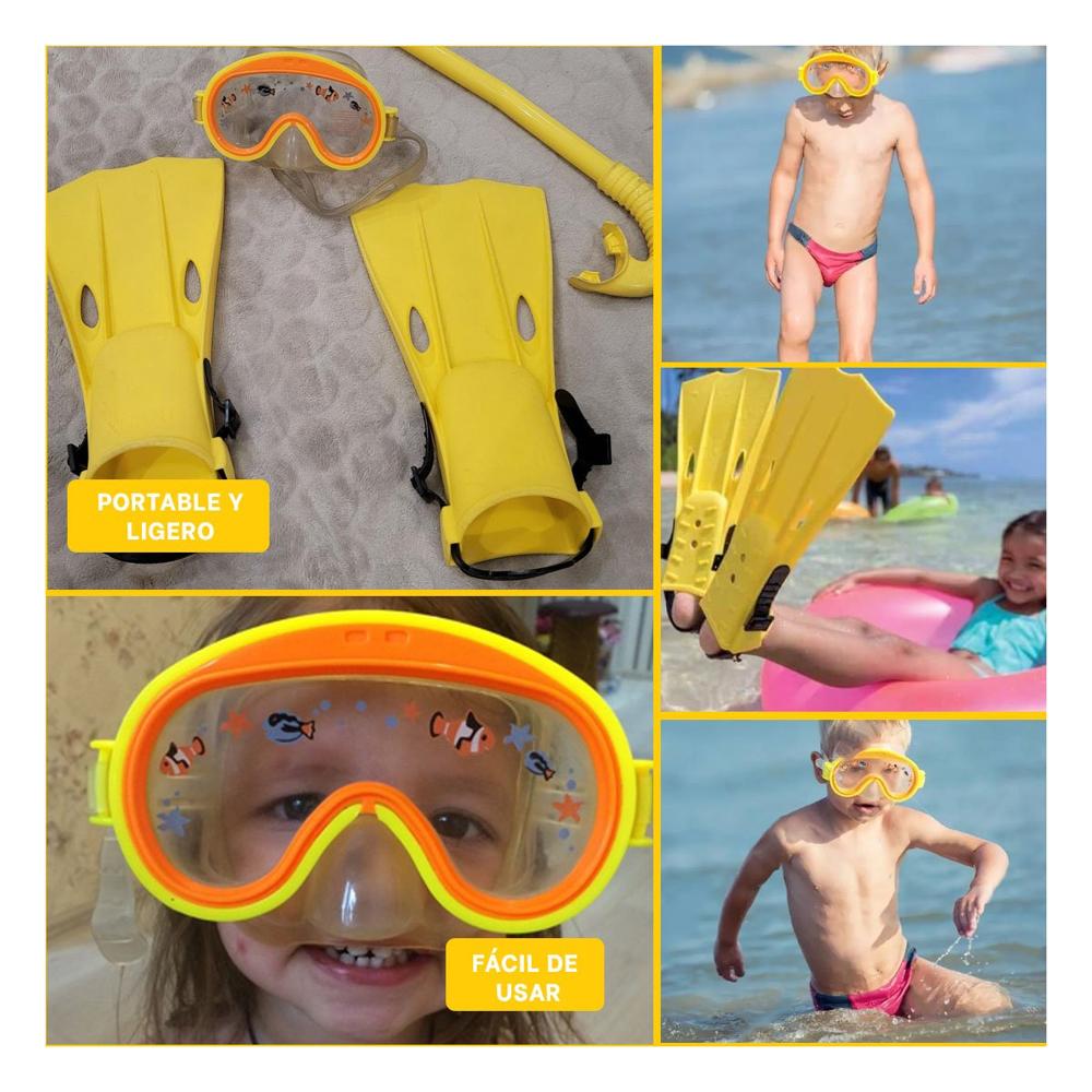 Kit 3 de Buceo Amarillo para Natacion y Exploracion en el Agua Y+Ligas Regalo