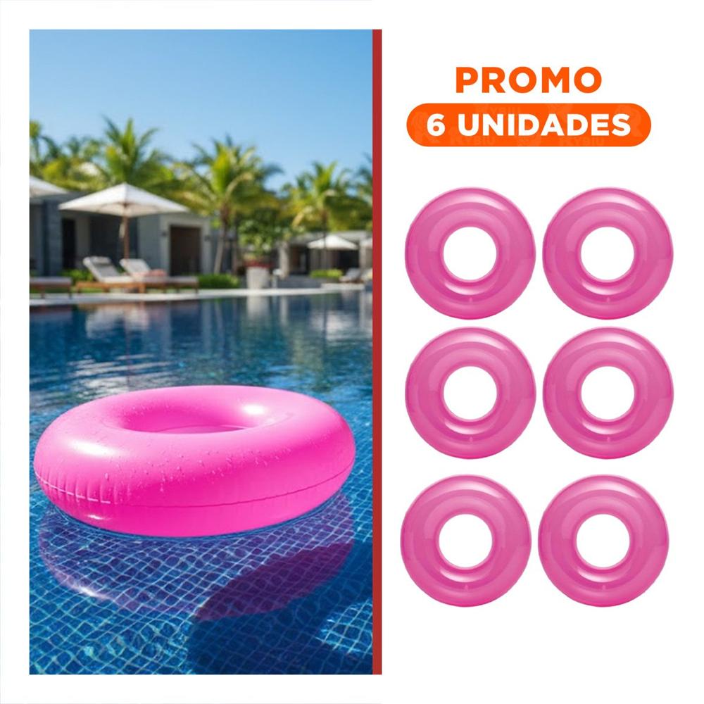 Pack6 Utensilio Transparente Rosado Flotante Inflable para Piscina Hogar Casa