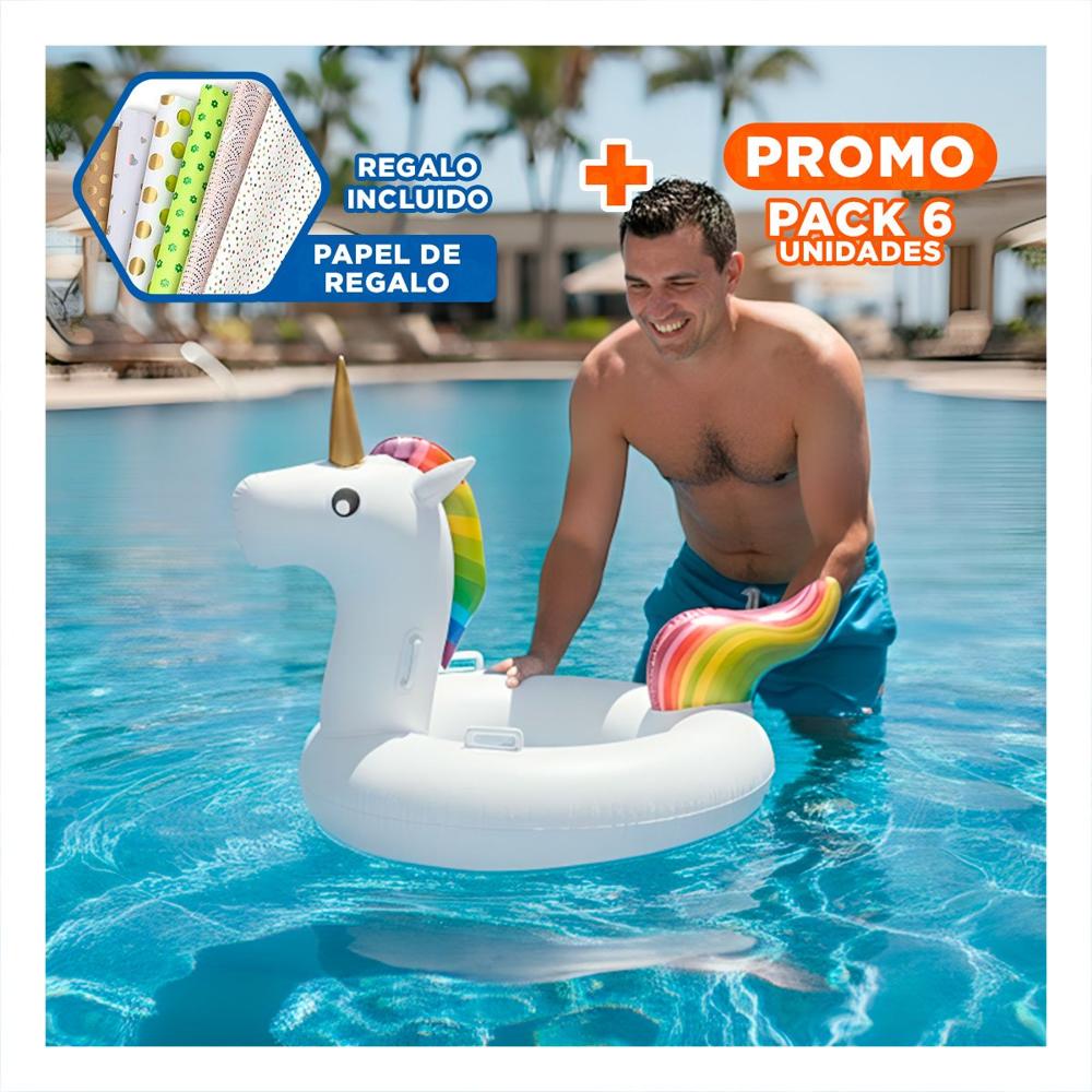 Pack6 Flotador con Asa estilo Unicornio para Piscina y Playa uso Recreativo Y+Papel Regalo