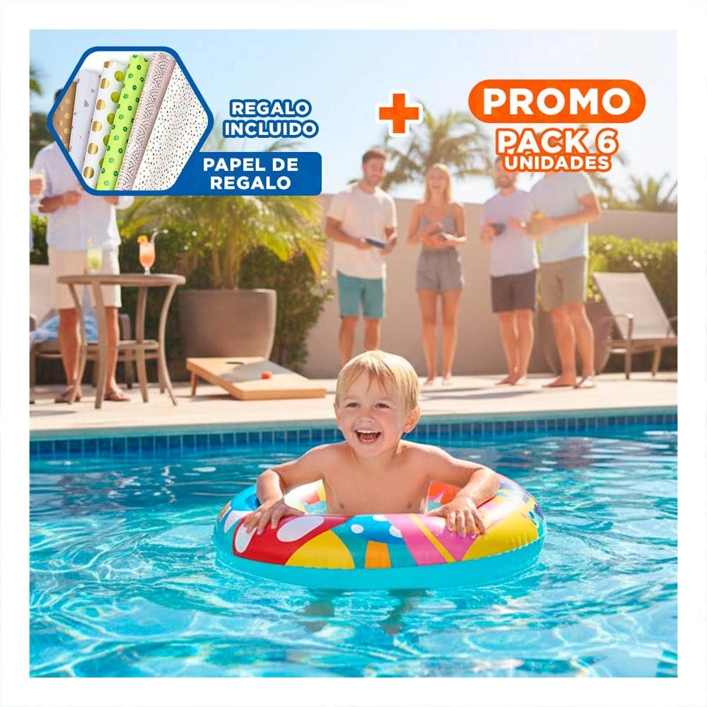 Pack6 Diseno Caracol Multicolor para Piscina Hogar Juegos Acuaticos Familiares Y+Papel Regalo