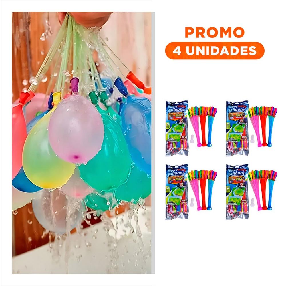 Pack4 Burbujas de Agua con Llenado Rapido para Diversion Familiar en Hogar Y+Regalo Sticker