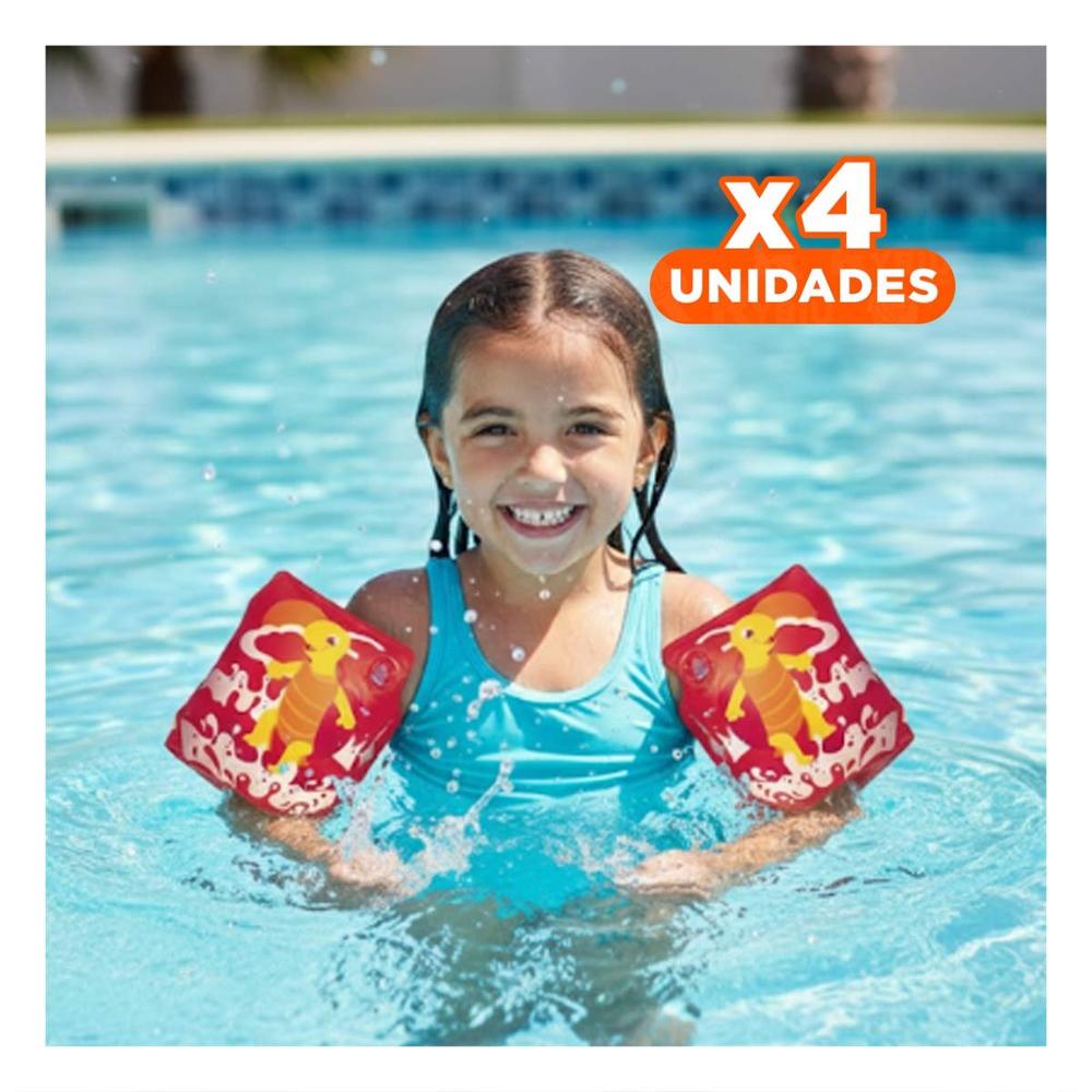 Pack4 Pulseras Divertidas Animales Acuaticos Tortuga Rojo para Piscina Y+Regalo Sticker